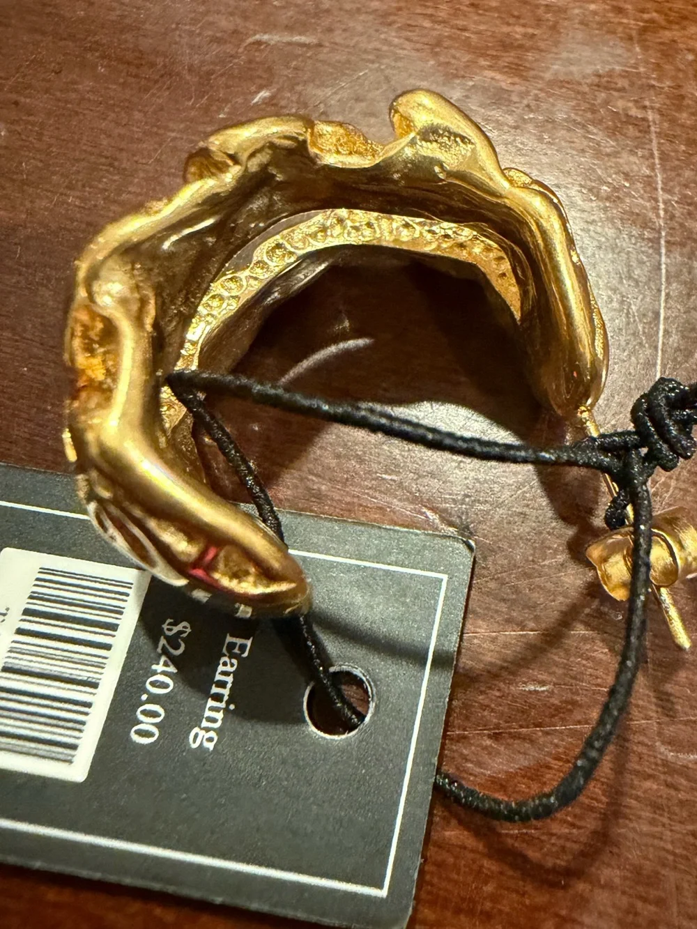 Designer Talidara  Textured Gold Hoop Earrings - Bold Sculpted Design